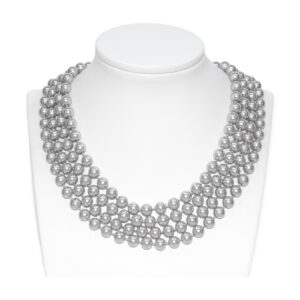 Collar Perla Shell Esfera Gris Claro 8mm