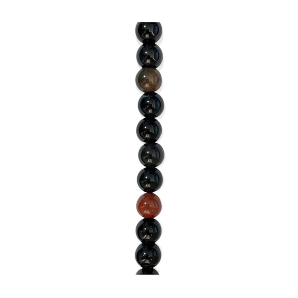 Collar Ónix Esfera Negro + Ágata Rojo 10mm