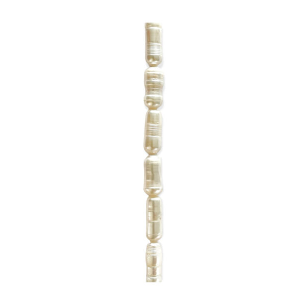 Perla Barroca Cilindro Irregular Blanco 7x17mm